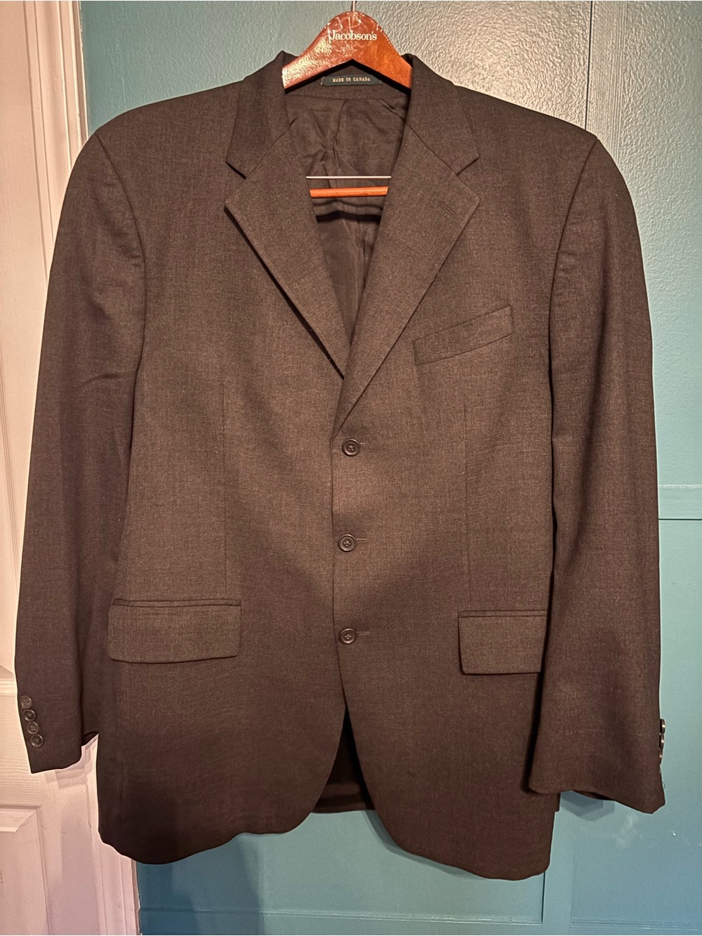 Vintage Lauren Ralph Lauren Men's Dark Gray Three-Button Suit Jacket Wool Blend